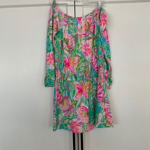 Lilly Pulitzer skirted off the shoulder long sleeve romper